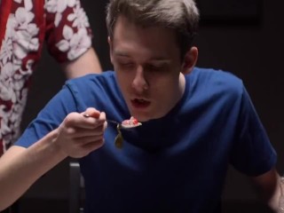 Brunette Twink Enjoys Daddy's Homemade Soup